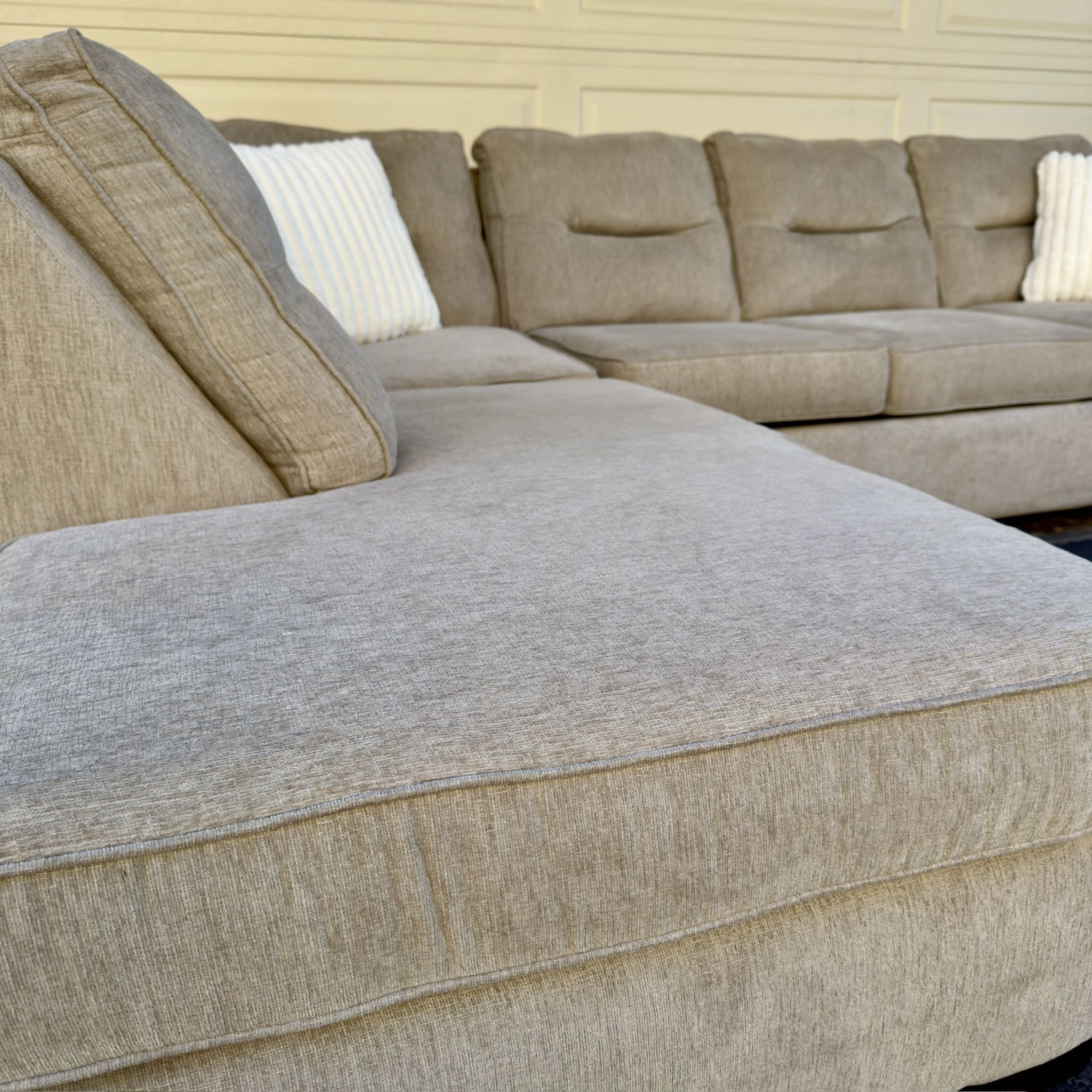 Delivery Available Tan Ashley Furniture Sectional Couch Sofa