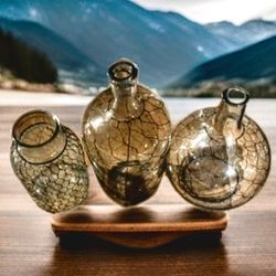 Antique Glass Bottles 3 Tter Wire Accent Deco