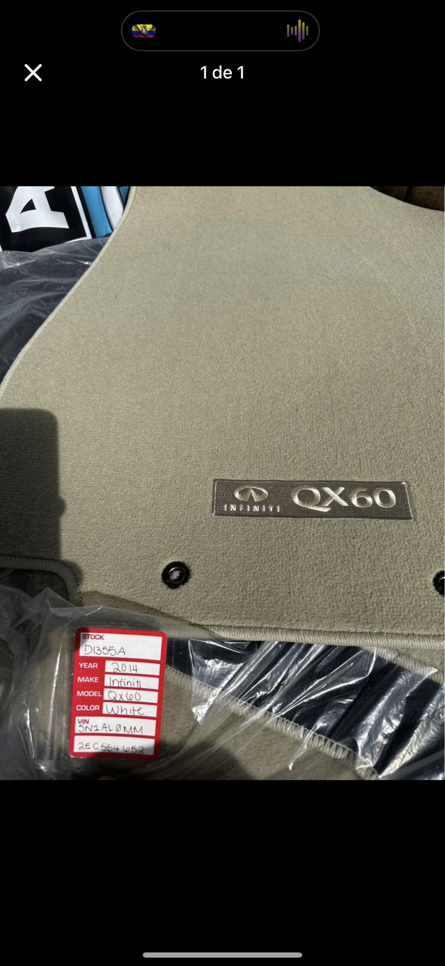 Original Floor Mats for 2014 Infiniti Qx60 White