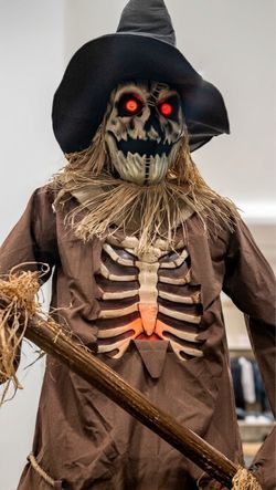 12ft Halloween Skeleton Scarecrow with LED Eyes