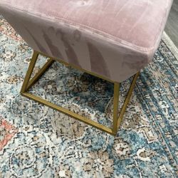 ✨ Modern Pink Velvet Ottoman with Gold Base  ✨
