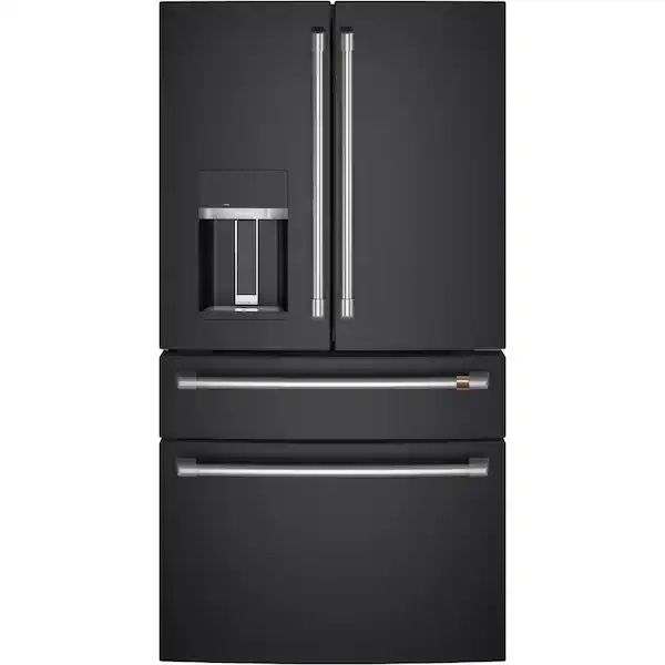 Open Box Cafe 4 Door Matte Black Fridge With Ice And Water