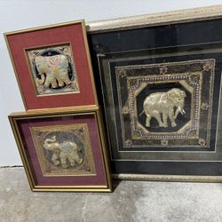 Embroidered Sequin Elephant Artwork