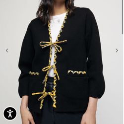 Maje Reversible tartan knit cardigan Size 1 Small