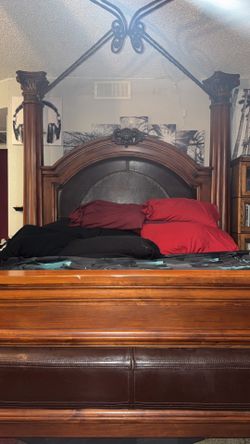 Solid wood king size canopy bed frame