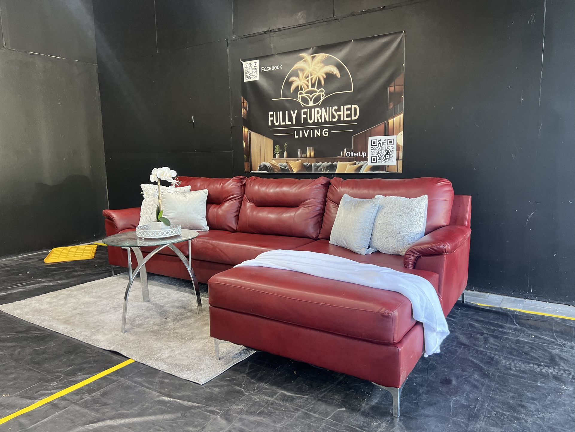 Sectional/couch/sofa,red,leather, Delivery available