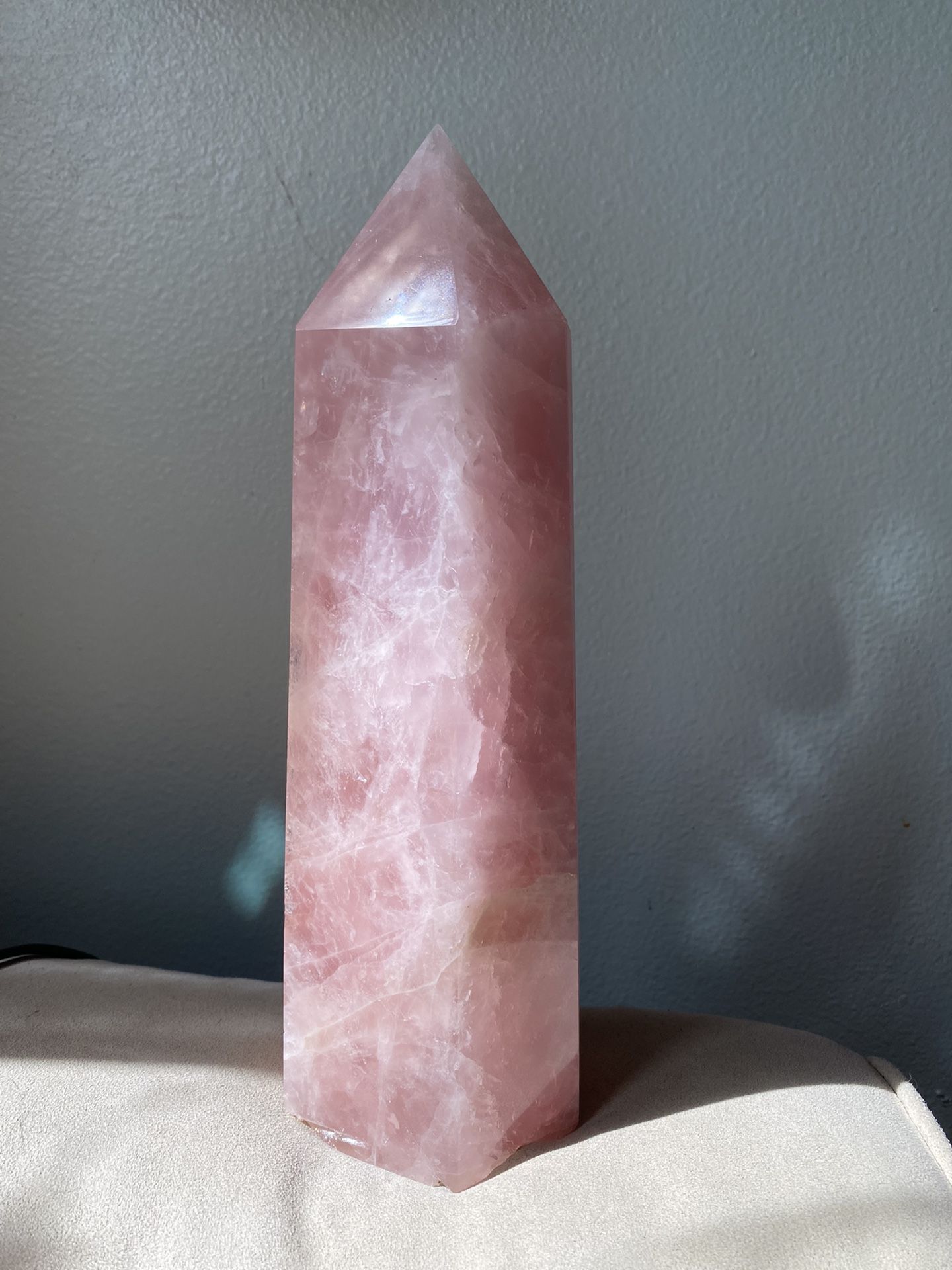 Large rose quartz obelisk