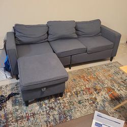 Dark Grey Couch With ottoman
