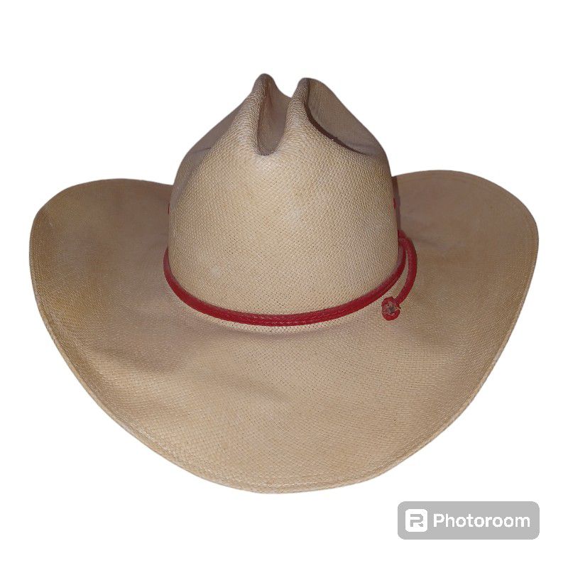 Vintage Resistol Self Conforming Woven Cowboy Cattleman Hat Size 7 1/4 Red Tie