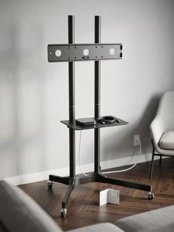 Heavy-Duty Mobile Rolling TV Stand Cart with Shelf (Fits 32" - 75"+ TVs)
