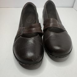 Clarks Brown Leather Mary Jane Shoes Size 8.5M 