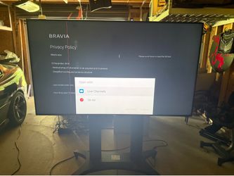 75”SONY SMART TV ON ADJUSTABLE ROLLER STAND