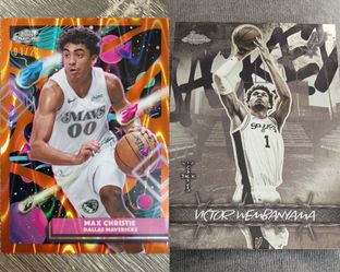 2025-26 Max Christie Topps Cosmic Chrome Orange Refractor /25 +
2025-26 Victor Wembanyama Topps Chrome Cactus Jack Jacked Up