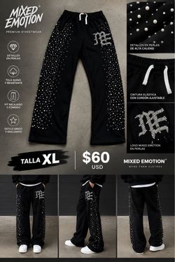 Mixed Emotion Pearl Embellished Sweatpants XL