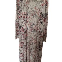Red and white graphic print cardigan