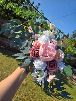 Pink White Eucalyptus Floral Swag Garland Wedding Decor