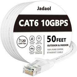 Jadaol Cat 6 Ethernet Cable 50 ft Flat Internet Cable