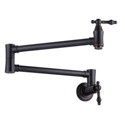 AVITAS Wall Mounted Pot Filler Brass Folding Kitchen Faucet with 2 Handles