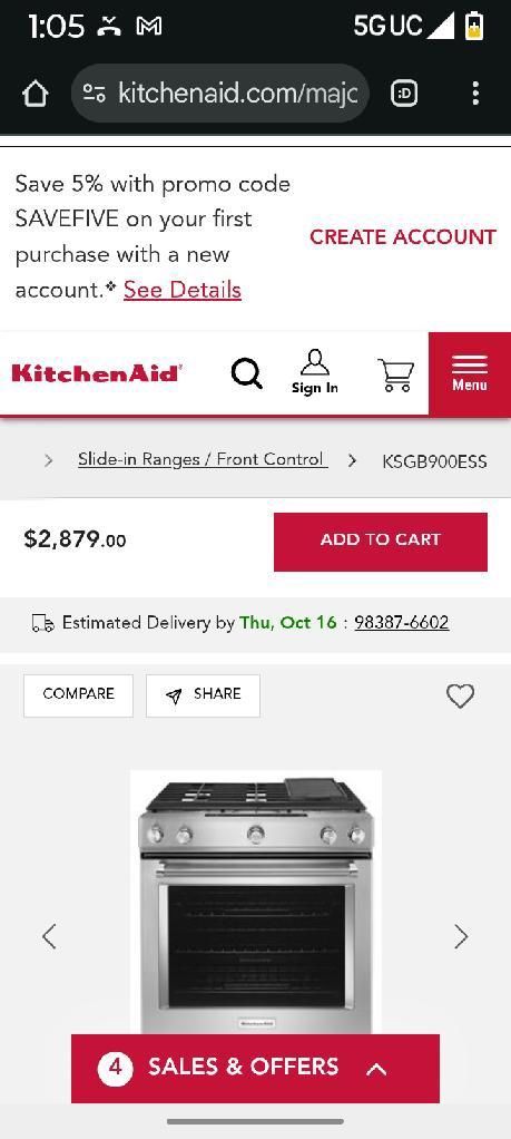 KITCHEN AID - GAS STOVE