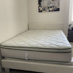 Queen Bed Frame with Mattress + Box Spring 
