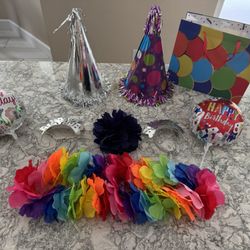 Birthday Party Decorations Bundle – Hats, Leis, Balloons & Gift Bag  