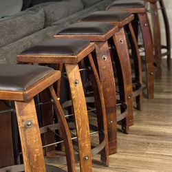 Rustic Reclaimed Wine Barrel Stool 