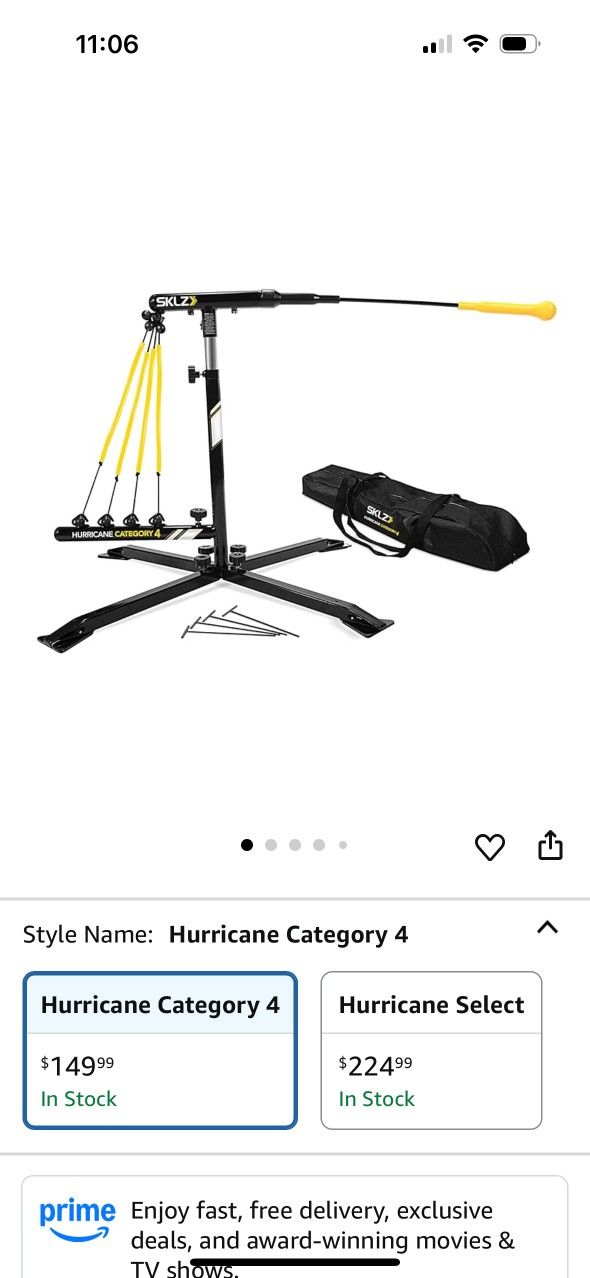 SKLZ Hurricane Batting Swing Trainer for Baseball & Softball - Durable Swing Arm - 4 Power Band System 