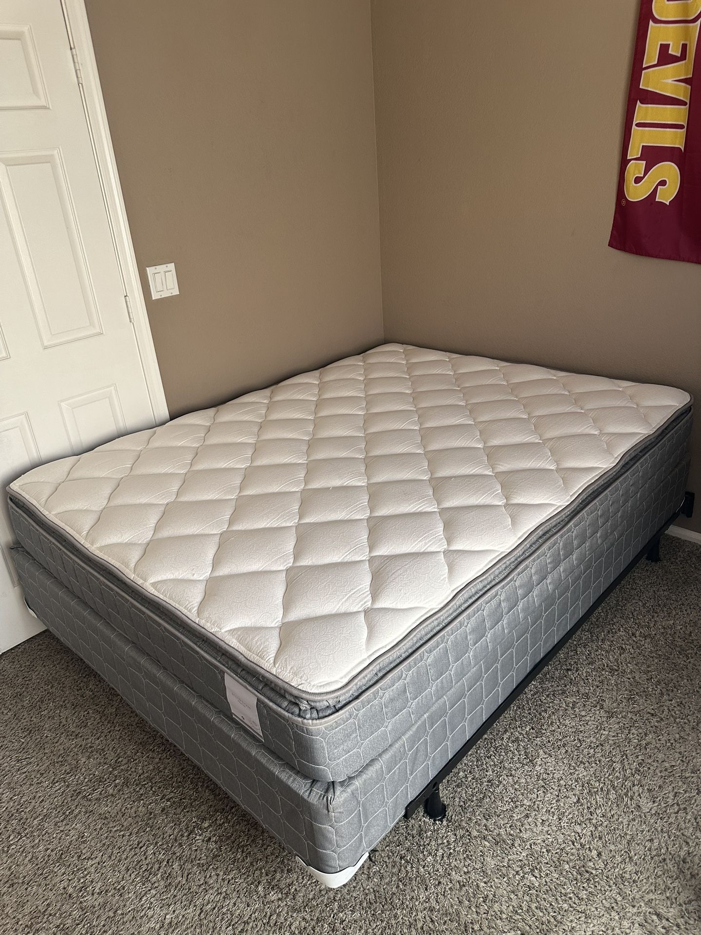 Queen Pillowtop Mattress + Box Spring + Foam Topper