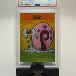Gary The Snail Sketch 1/1 - SpongeBob Topps Chrome PSA 6