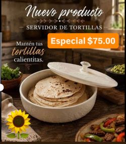 Tortillera  Nueva Línea Wildflower Cerámica Elegante $75.00 Princess House Ventas Finales