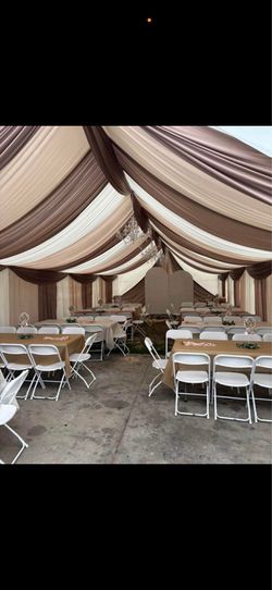 Draping, tent , tables, party supplies and party decorations