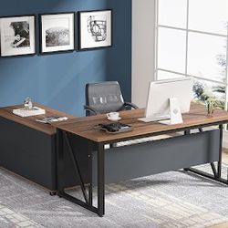 Executive desk and file cabinet