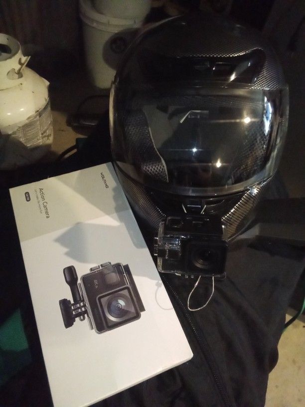 Motorcycle Helmet Medium Dot, With GoPro Clone