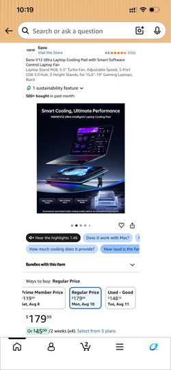 Laptop cooling pad (never open box)