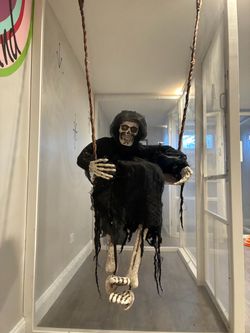 Halloween Hanging Skeleton on a Swing