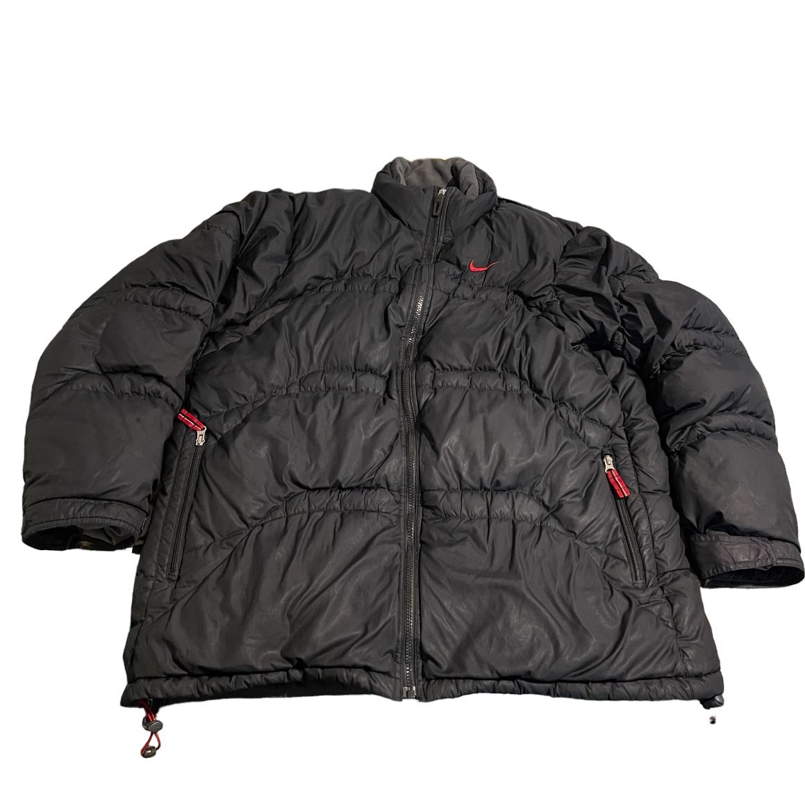 Vintage Nike Puffer Jacket Black XL Y2K Gray Tab Duck Down Ski Snow Cold Logo