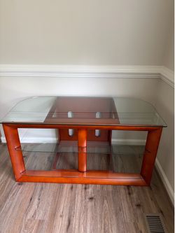 Tv stand glass top wood $100