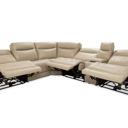 Sofa from Bob's, leather, taupe color.