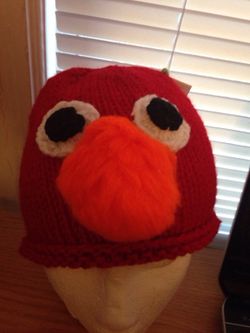 $10 hand knit Elmo hat fits 2-4yr olds