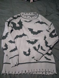 Grey With Bats Oversized Sweater