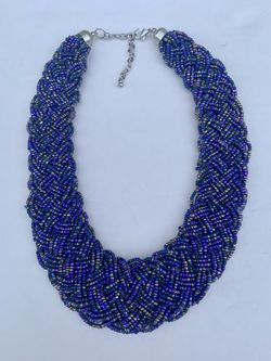 Braided Purple Beaded Necklace 