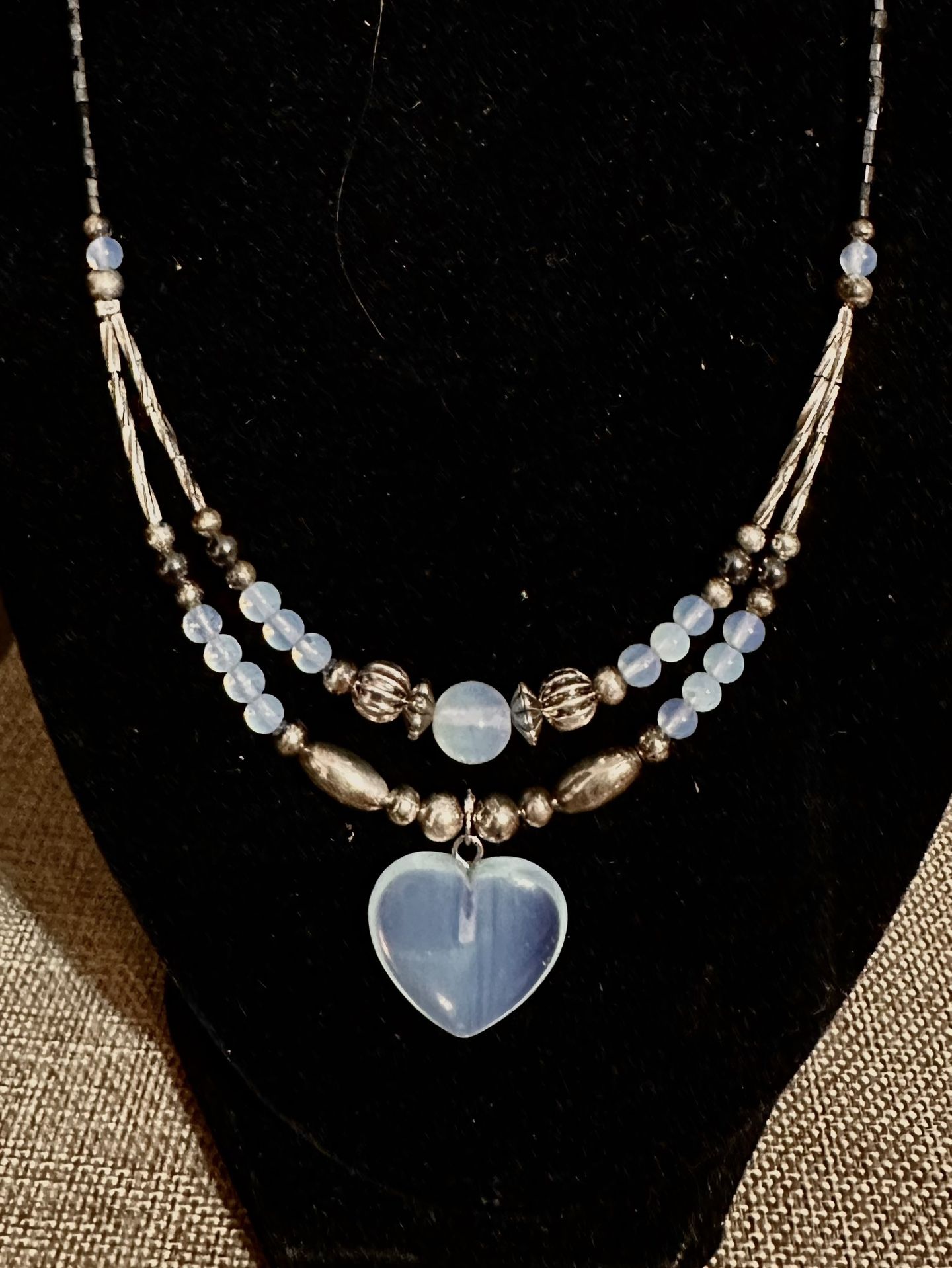 Opalite Heart Pendant Necklace
