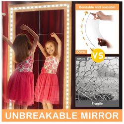 Thick Wall Mirror Kit】: A set of 8"x 8" 8 Pcs high strength acrylic wall mirrors and 6.5 ft/ 2 M Light string with dimmer controller, each mirror tile