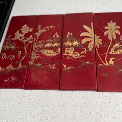 Vintage.  4Pc Wall Plaques From Vietnam $37.99