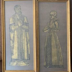 2 Beautiful ❤️❤️ 21 X 10 Medieval Collection Brass Rubbings Wall Frame