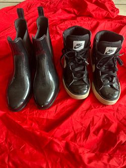 High top NIKE snickers 6. New black rain boots bootsies shoes 6