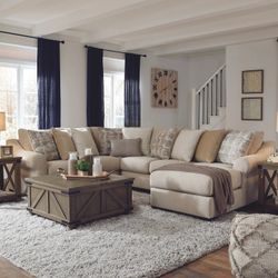  Ingleside - Linen - Left Arm Facing Loveseat, Wedge, Armless Loveseat, Right Arm Facing Corner Chaise 