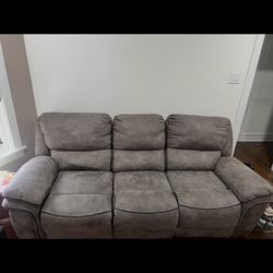 Grey Reclining 3 Seater 
