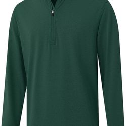 Mens Golf Quarter Zip Pullover Long Sleeve 1/4 Zip Pullover Sweatshirt Mock Neck Performance turquoise Heather Men Sweatshirt XXL