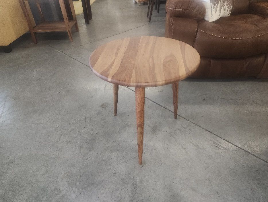 MIDCENTURY MODERN SOLID WOOD LARGE ROUND COFFEE TAB;E